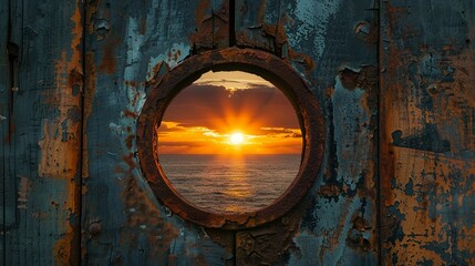 Sunset Through a Keyhole Capture the sunset as seen through the keyhole of a door, offering a unique perspective and framing the sunset in a novel way, symbolizing opportunity and new beginnings