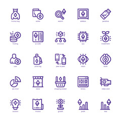 Blockchain icon pack for your website, mobile, presentation, and logo design. Blockchain icon basic line gradient  design. Vector graphics illustration and editable stroke.