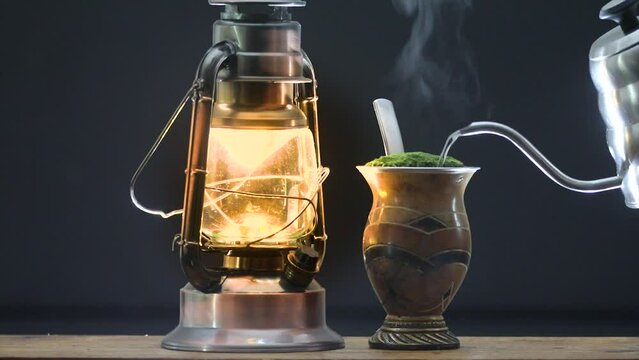 Traditional chimarr&atilde;o prepared with yerba mate (ilex paraguariensis). 