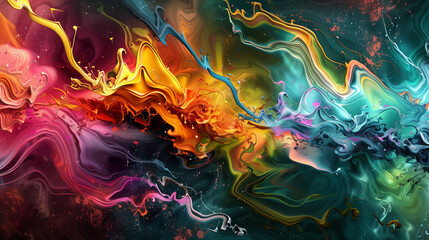 liquid colorful background, splashes of paint