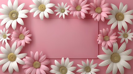 Laptop decorated with vibrant flowers on a soft pink background for a charming aesthetic