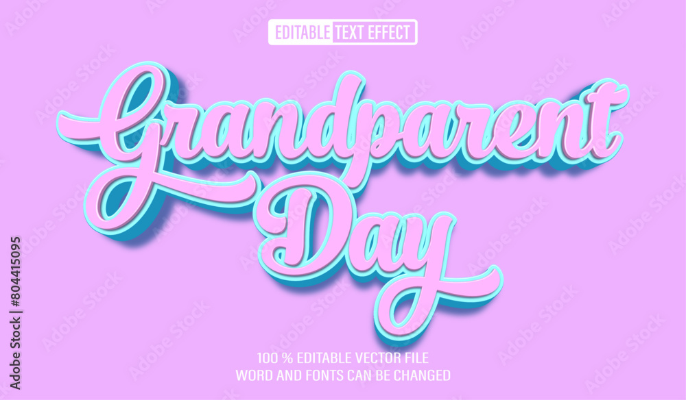 Poster editable 3d text style effect - grandparent day text effect template