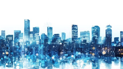 Cityscape at night blue pattern AI generated