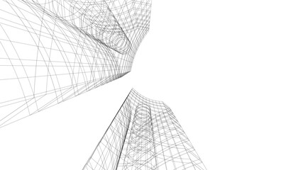 abstract buildings architectural drawing 3d