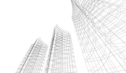 abstract buildings architectural drawing 3d