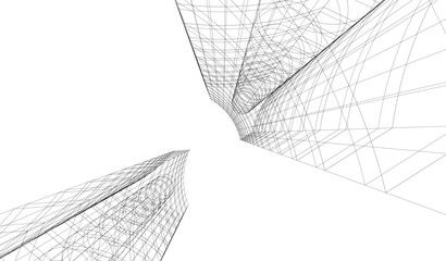 abstract buildings architectural drawing 3d