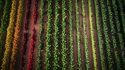 Vibrant Vineyards Aerial: Explore the Lush Colors of Vineyards from Above - Perfect for Wine Industry Businesses and Wine Region Promotion