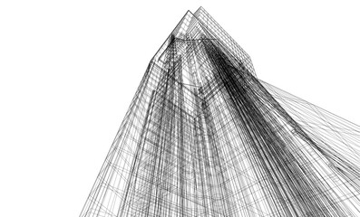 abstract buildings architectural drawing 3d