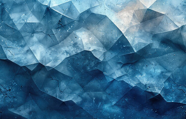 Abstract blue geometric background with polygonal shapes, dark shades of white and grey. Created with Ai
