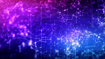 Fototapeta premium Purple and Blue Abstract Network Connections