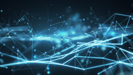 Blue Glowing Network Lines and Nodes Background