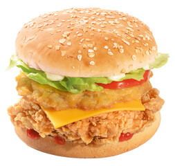 Chicken Burger mit Kartoffelrösti auf Haferbrötchen