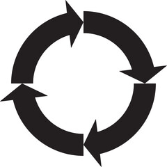 round arrow Simple black icon on white background. Modern mono solid plain flat minimal style.