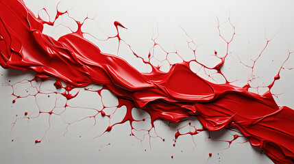 Dark Red Color Liquid Paint Knolling Strokes On The White Backdrop