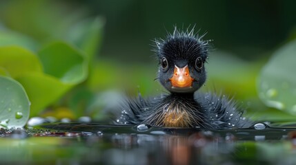 Coot Chick Swimming In The River Genrative AI