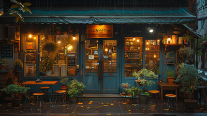 This restaurant with various potted plants displayed outside. Restaurant With Potted Plants