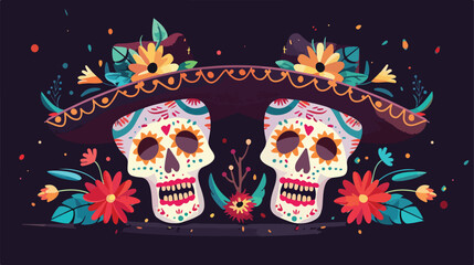 Painted skulls for Mexicos Day of the Dead El Dia d - obrazy, fototapety, plakaty