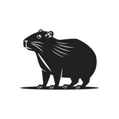 Fototapeta premium capybara logo silhouette Cute cartoon capybara vector illustration. Isolated animal vector. Flat cartoon style isolated