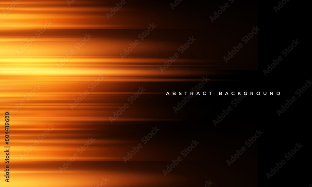 Aufkleber Black and orange modern abstract background with yellow glowing movement and high-speed light effect. Vector illustration