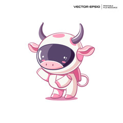 cute cow/buffalo astronaut, character, mascot, logo, vector, design, illustration, eps 10
