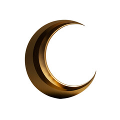 Golden crescent on white, isolated on transparent, PNG, background