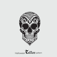Tribal Skull Tattoo Pattern can be used for T Shirt Printing and Gaming Logo