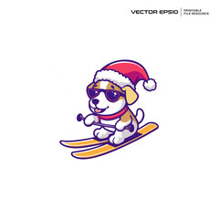 cute dogs playing ice skating, character, mascot, logo, vector, design, illustration, eps 10