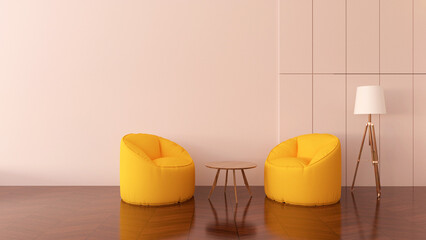 Room interior with Wall Background. 3D rendering ,3D illustration	