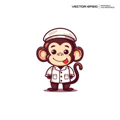 Obraz premium cute monkey doctor, character, mascot, logo, vector, design, illustration, eps 10