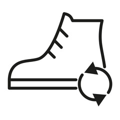 Shoes with second hand icon on white background. Editable stroke.  Second hand clothing icon. Vector graphics