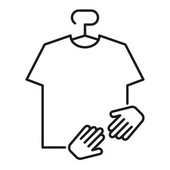 Tshirt icon on the hanger with second hand icon on white background. Editable stroke. Clothes hanger. Second hand clothing icon . Pixel perfect. Vector graphics
