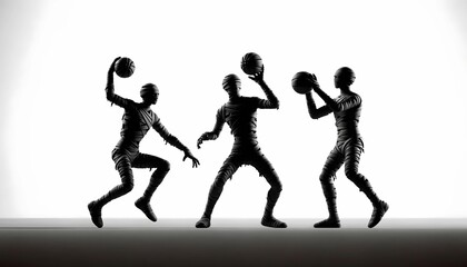 Halloween collection playing basketball