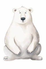 Urso polar em aquarela no fundo branco - Poster Infantil