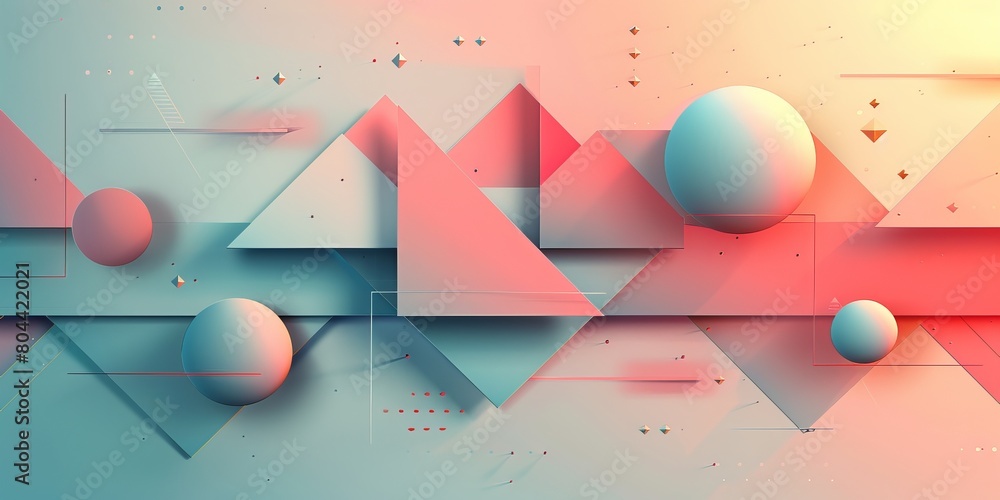 Aufkleber pastel colored tech background with a geometric 3d structure. clean, minimal design with simple futu