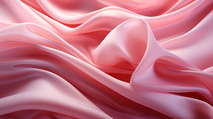 Obraz premium Contemporary Fluttering Pink Color Silk Fabric in Space With Delicate Folds on Focus on Foreground