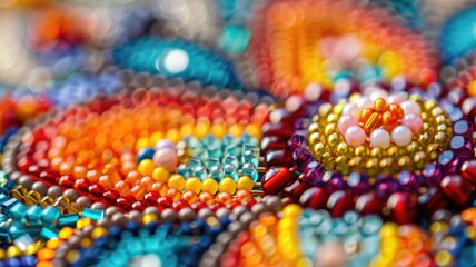 Close-up of colorful beaded jewelry with intricate design