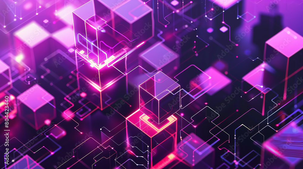 Aufkleber abstract, blockchain and online storage technology for data, 3d abstract modern background. 3d techn