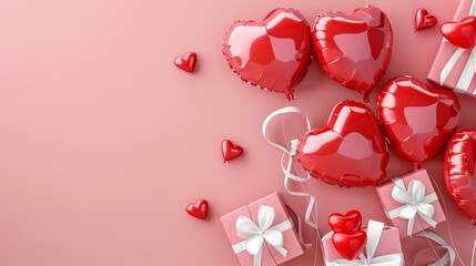 Red Hearts and Gifts Celebrating Love