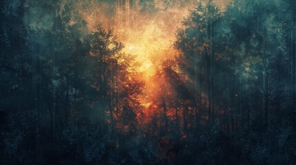 Abstract Landscapes, Coarse texture, Forest, Layered, High, Deep, Natural, Brush strokes, High, Moderate, High, Varied, Yes, Lens Flares, Vignetting, Gradient mapping, Sharpness adjustment