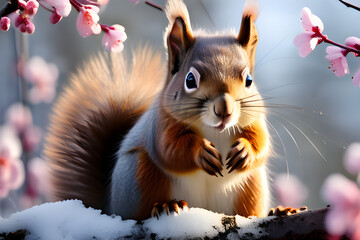 봄 계절을 맞이한 다람쥐