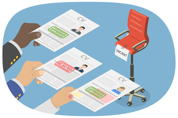 3D Isometric Flat  Illustration of We Are Huring, Employment and Competition