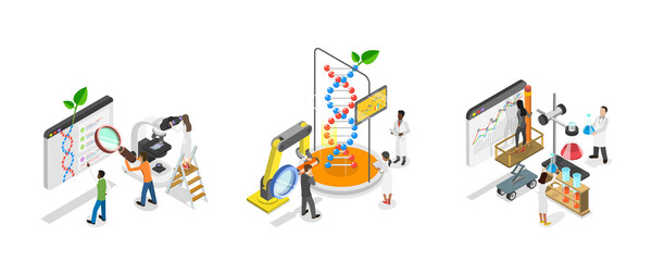 3D Isometric Flat  Illustration of Science Research, Scientific or Biotech Experiment Laboratory