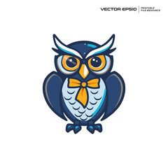 Fototapeta premium cute owl learning, character, mascot, logo, vector, design, illustration, eps 10