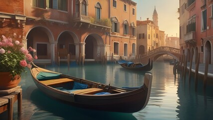 early morning scene of a Venetian canal