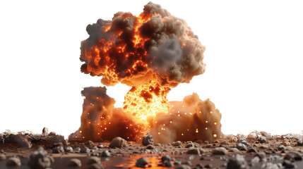 nuclear explosions and mushroom cloud isolated on transparent background - Generative AI