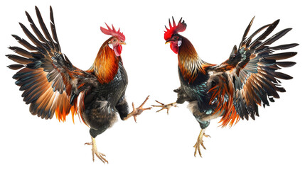 Fighting cocks isolated on white background, Generation AI