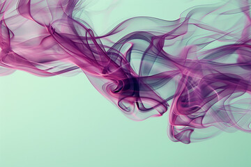 Deep magenta smoke abstract background flows across a soft mint background.