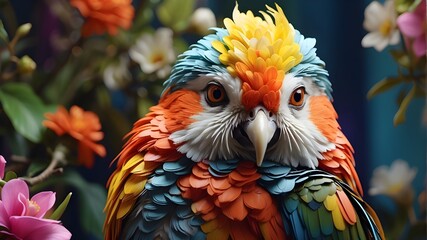 Transport yourself to a world of wonder and beauty with a close-up view of a colorful long-tailed bird, rendered with stunning realism and precision by our AI platform.