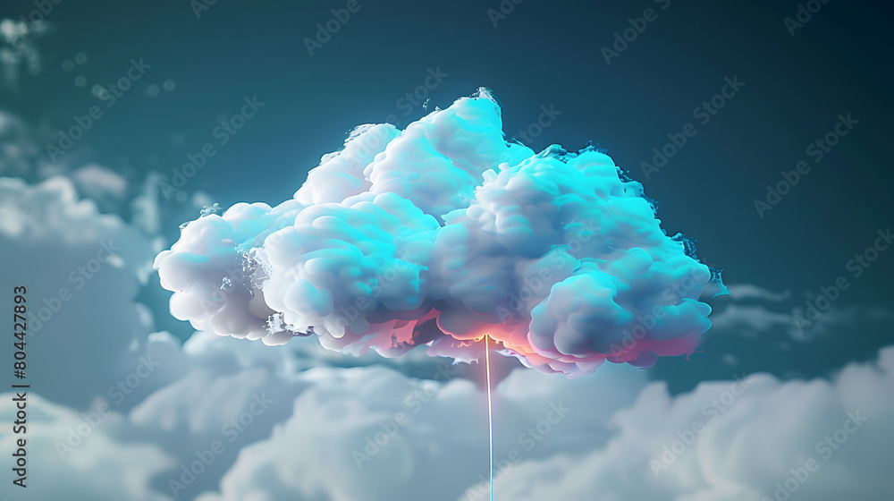Poster cloud computing concept, plug in technologie digitization.