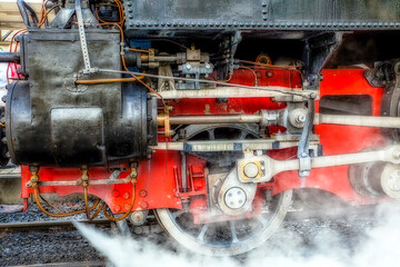 Dampflok Detailaufnahme Eisenbahn unter Dampf